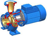 Close-coupled, single-stage ISO horizontal end-suction centrifugal pump.  Monoblock 